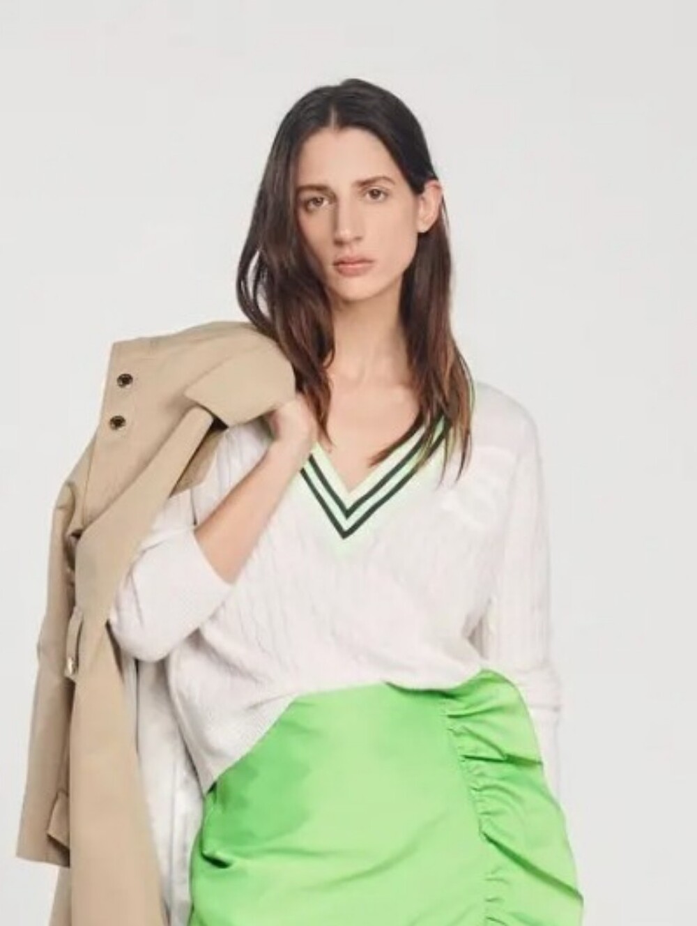 SANDRO S PATCH SWEATER WOOL CASHMERE SIZE 1